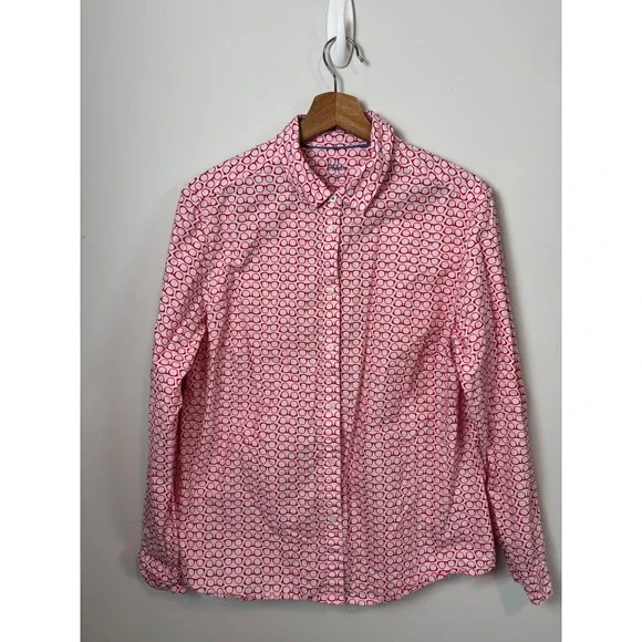 Boden The Classic Shirt Red White Eyeglasses Print Cotton Button Down US 12R - Picture 3 of 9